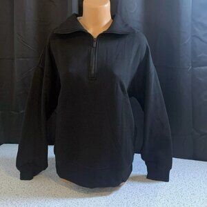 Victoria's Secret PINK Ivy Fleece Half-Zip Sweatshirt Black NWT
